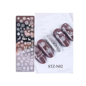 Nagelstempelplatte 4x12cm STZ N02 Weihnachtsschneeflocke