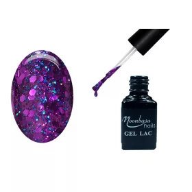   One Step Gellack 5ml #265 Dunkelviolett mit Regenbogenglitter