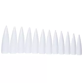   Große künstliche Fingernägel 12 Stück #002 W Weiß – spitz