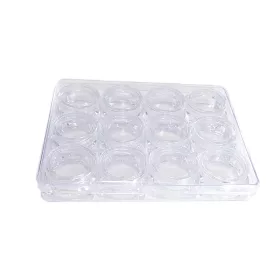   Kunststoff Eckiger Behälter 12x3 ml/Tablett #004 Transparent