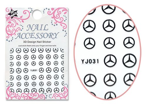 3D Akril hatású matrica  YJ031-B Fekete Mercedes logo