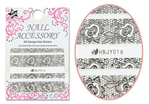 3D Akril hatású matrica  HBJY016-S Ezüst csipkesor
