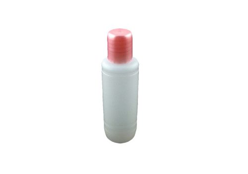 Áttetsző műanyag folyadék flakon pink kupakkal 100ml #006 