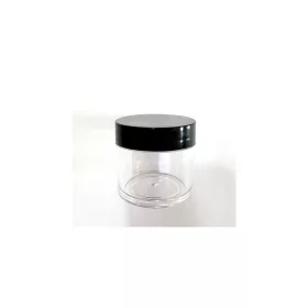   Durchsichtiger Kunststoffbehälter mit schwarzem Deckel 30ml  