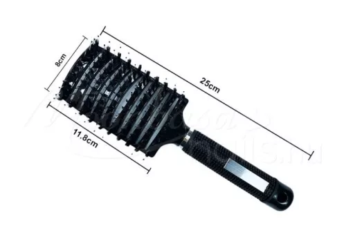 Gebogene Haarbürste für dickes Haar  #001 B Schwarz