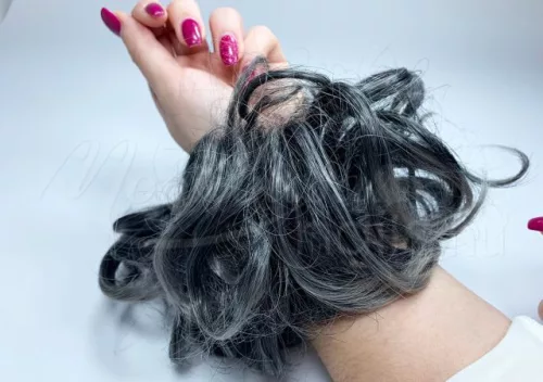 Gummiband Haarknoten/ Zopf  #A302Q5 1TDimgray Mohnblumengrau