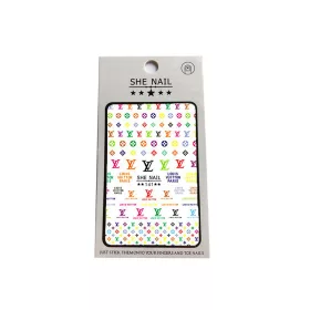   Selbstklebende Nagelsticker  SHE 141 Farbige Louis Vuitton Logos