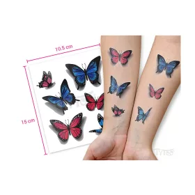 Tattoo Aufkleber  RH 001 Blaue und rote Schmetterlinge