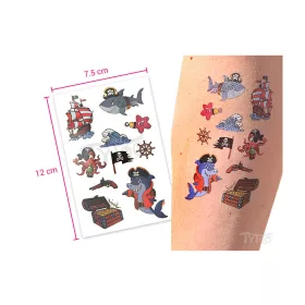 Tattoo Aufkleber  EC 244 Piraten Haie und Schatzkiste