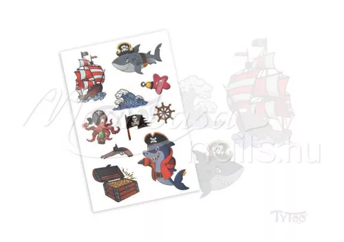 Tattoo Aufkleber  EC 244 Piraten Haie und Schatzkiste